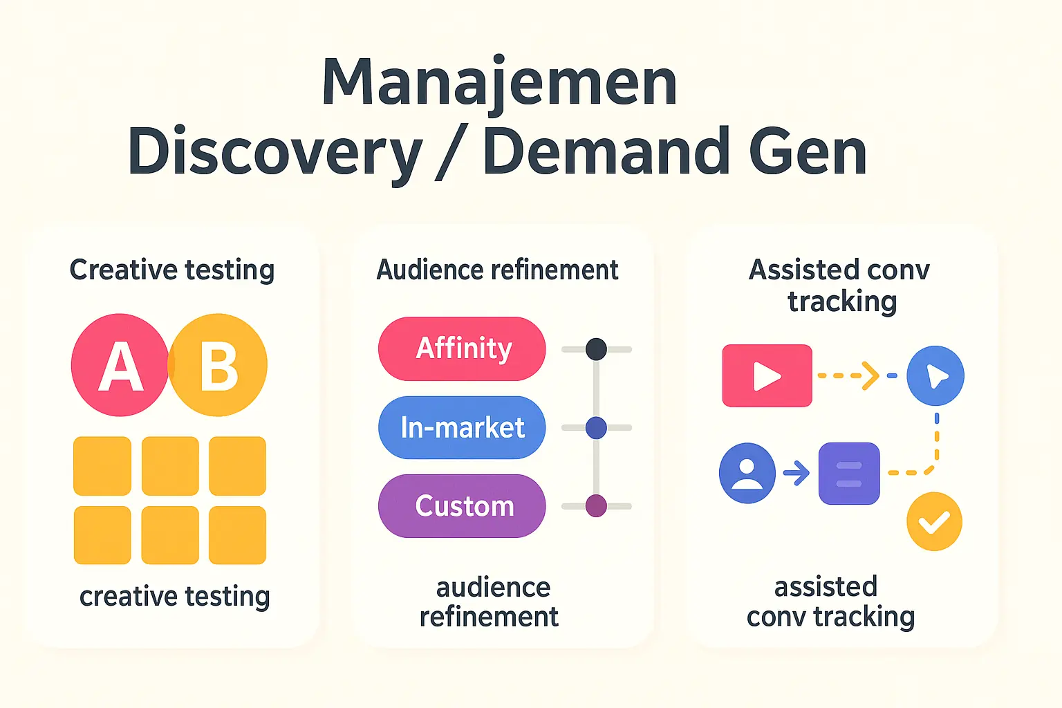 Cover layanan Jasa Kelola Discovery & Demand Gen dengan ilustrasi funnel upper–mid