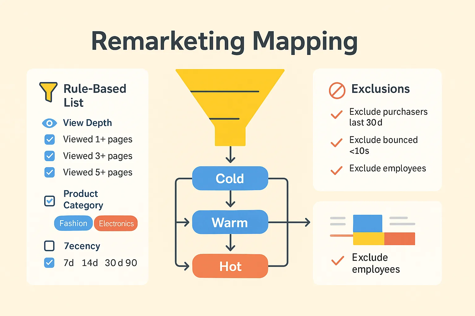 Cover layanan mapping remarketing dengan ilustrasi journey dan lapisan audiens bertahap